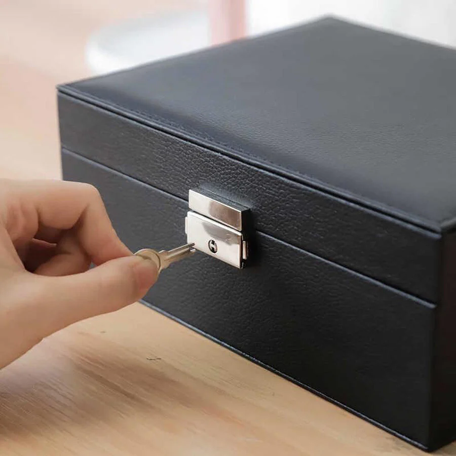 Deluxe PU Leather Jewellery Box Storage Case Organiser (Black) - Image 13