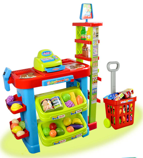 Deluxe Supermarket Toy Set with Shopping Cart Trolley & Accessories - Image 3