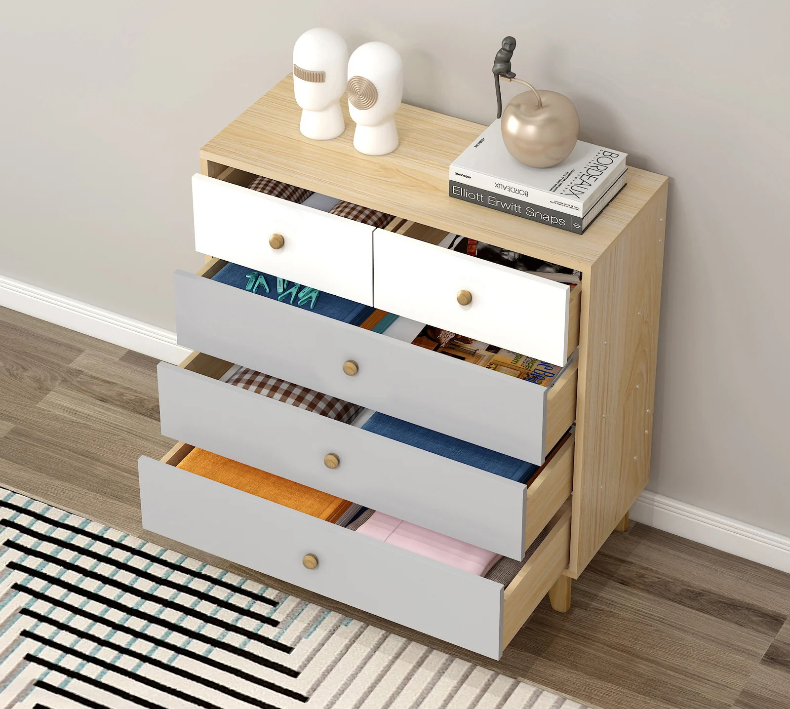Deluxe Unity Tallboy Chest of 5 Drawers (White) - Image 3