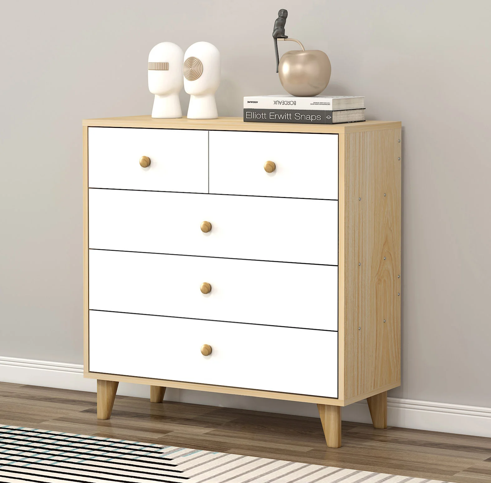 Deluxe Unity Tallboy Chest of 5 Drawers (White) - Image 7