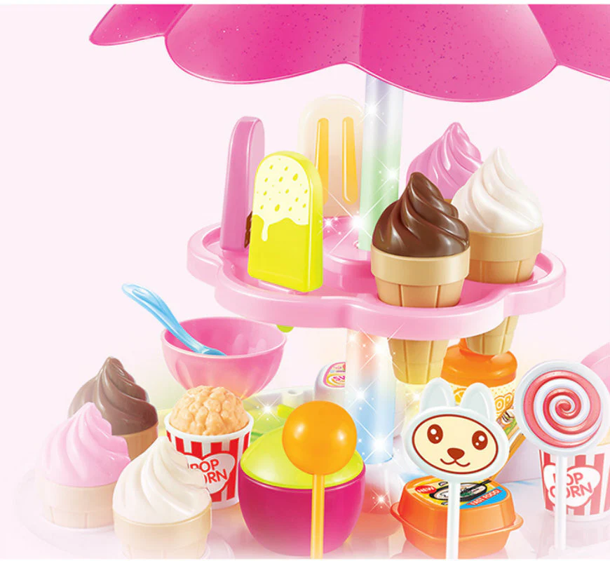 Dessert Trolley Mini Ice Cream Cart Pretend Food Toy Play Set - Image 5