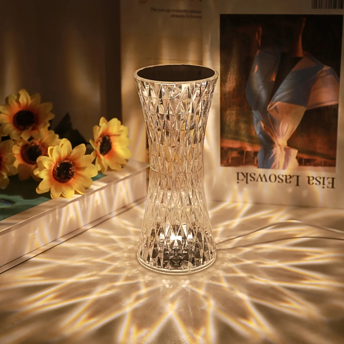 Diamond Crystal LED Table Lamp Touch Sensor Night Light - Image 5