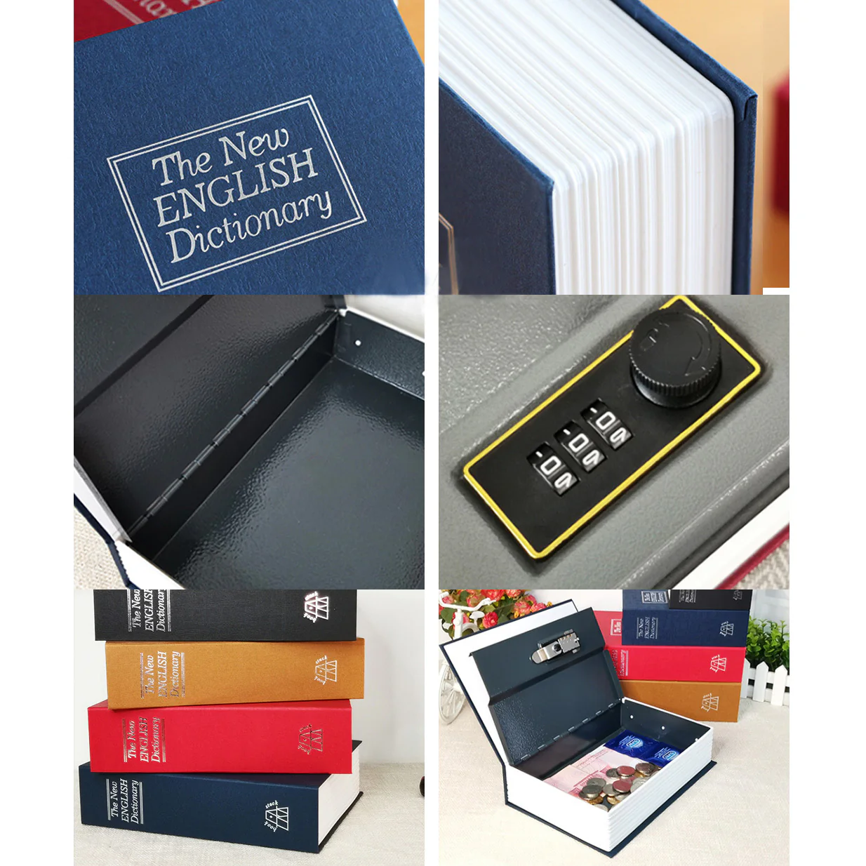 Dictionary Book Safe Security Box with Combination Lock (Navy) - Image 11