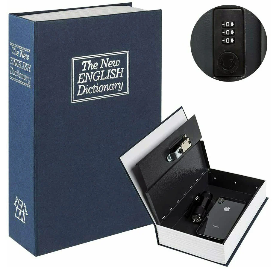 Dictionary Book Safe Security Box with Combination Lock (Navy) - Image 2
