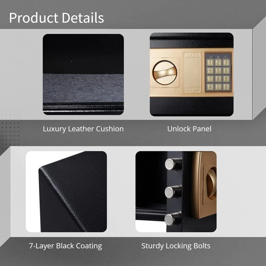 Digital Home Safe with Keypad and Key Lock Fireproof Anti-Theft - Image 6