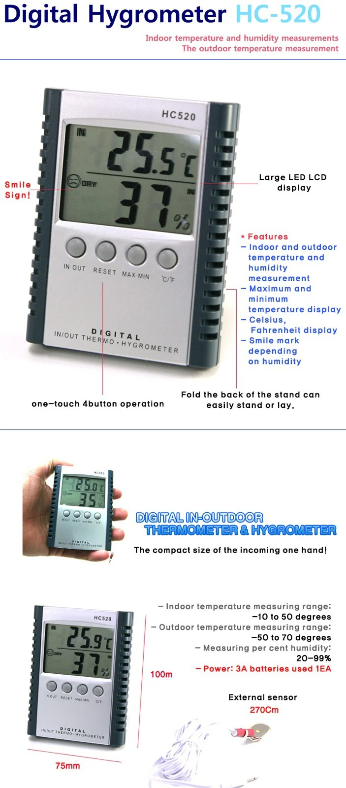 Digital Hygrometer Thermometer Indoor/Outdoor Temperature Humidity Meter Comfort Monitor - Image 6