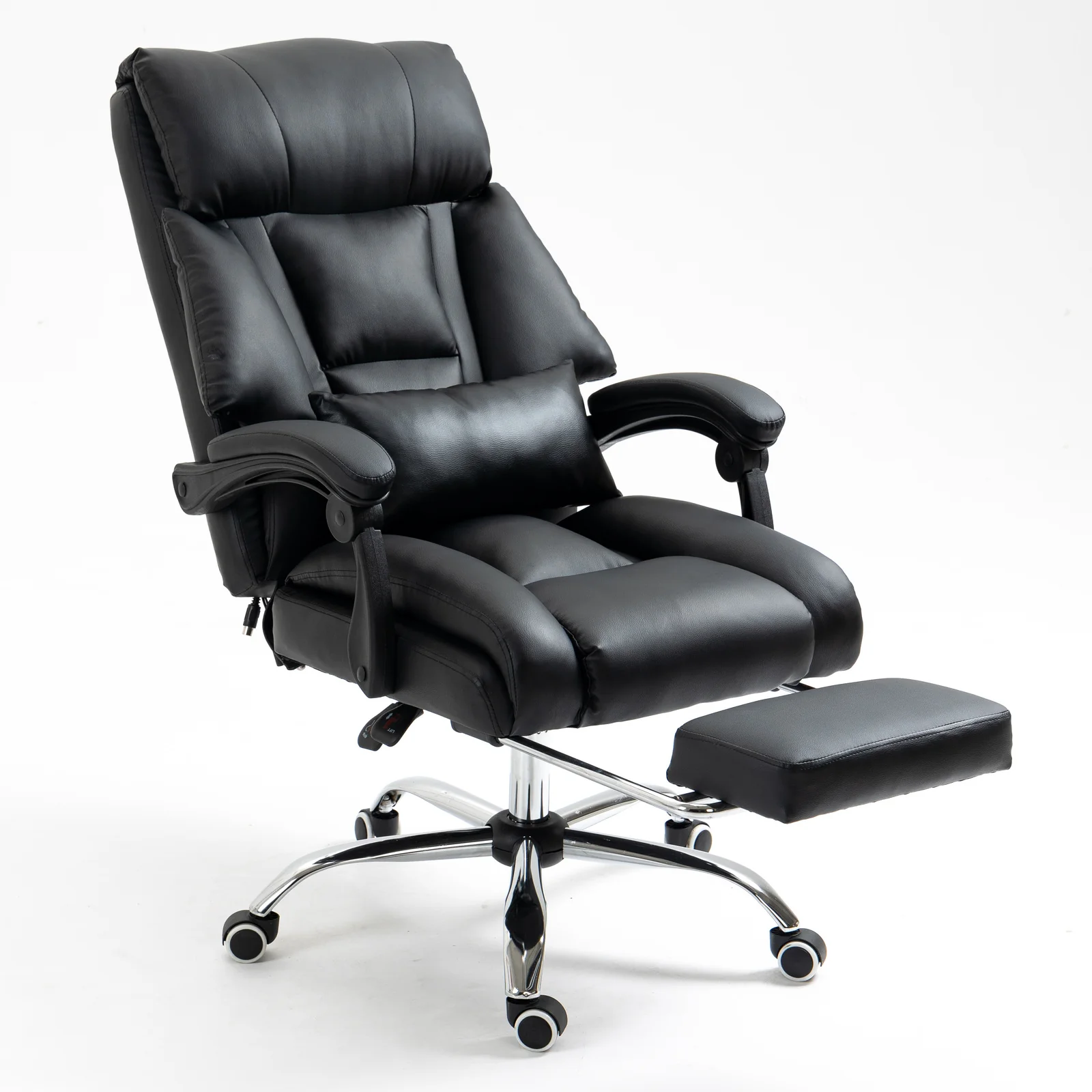 Director Deluxe Plush Executive Reclining Office Chair with Foot Rest (Black) - Image 4