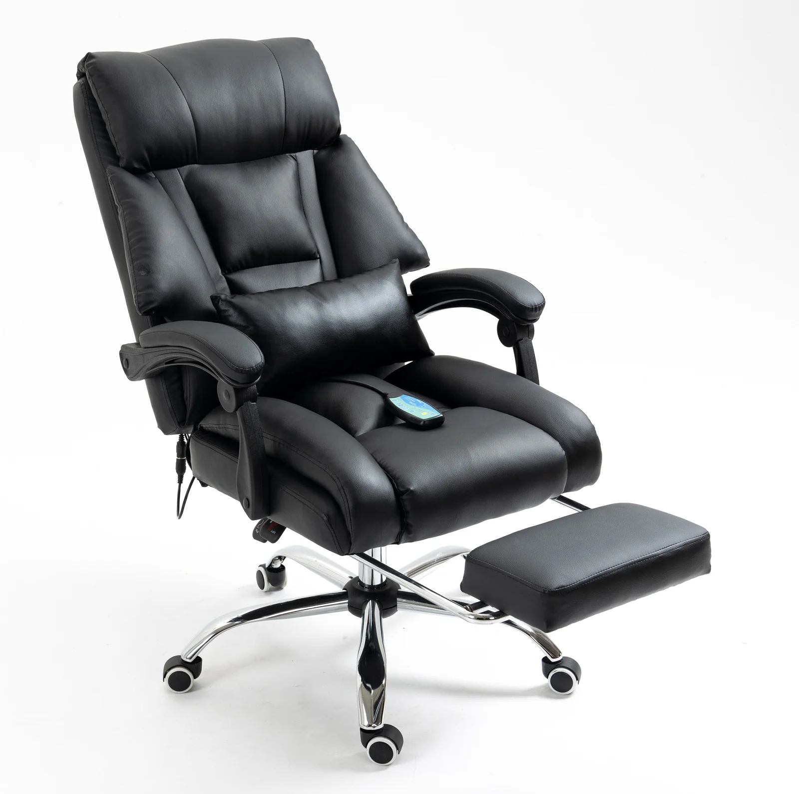 Director Deluxe Plush Executive Reclining Office Chair with Foot Rest & Massager (Black) - Image 13