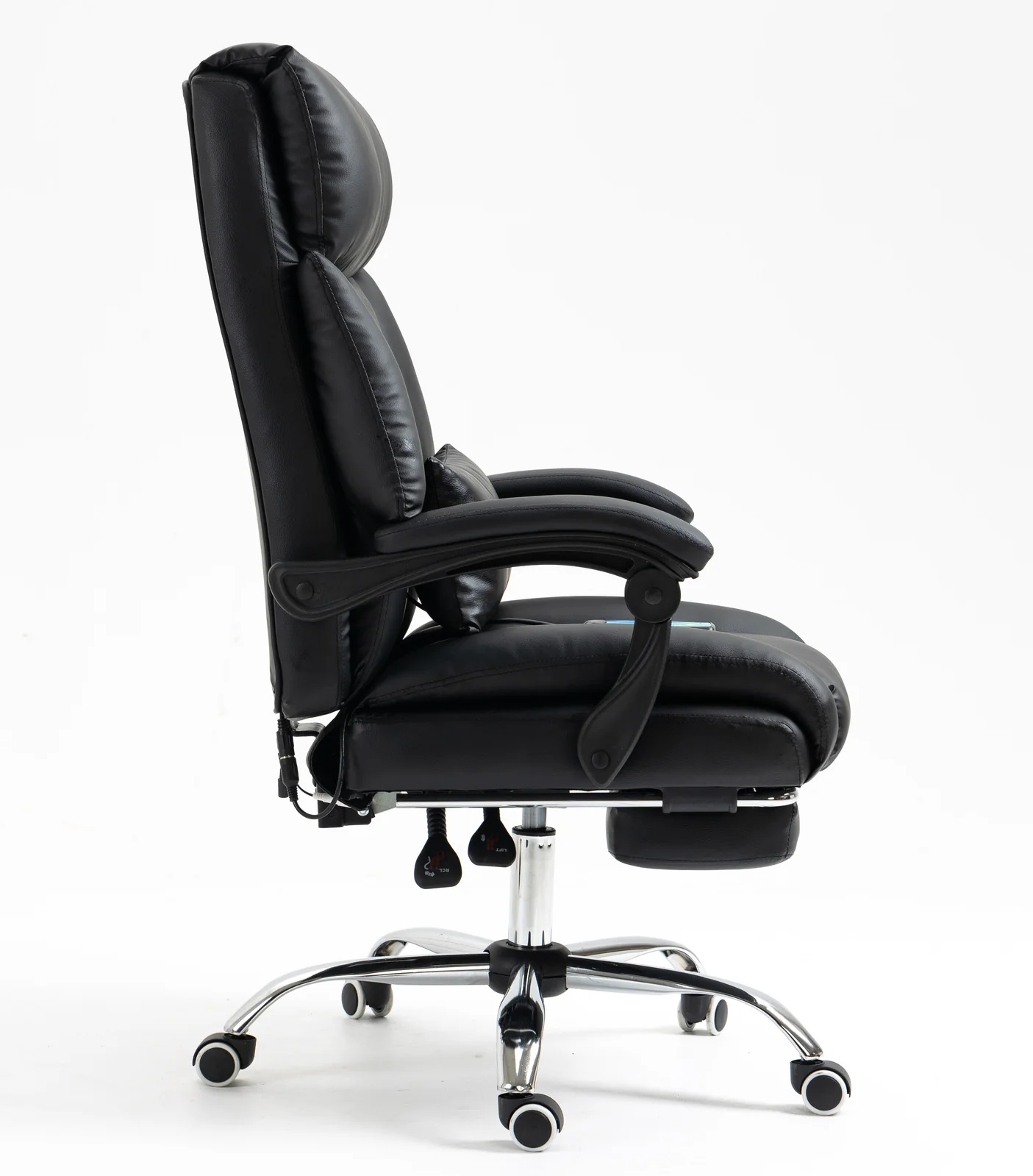 Director Deluxe Plush Executive Reclining Office Chair with Foot Rest & Massager (Black) - Image 19