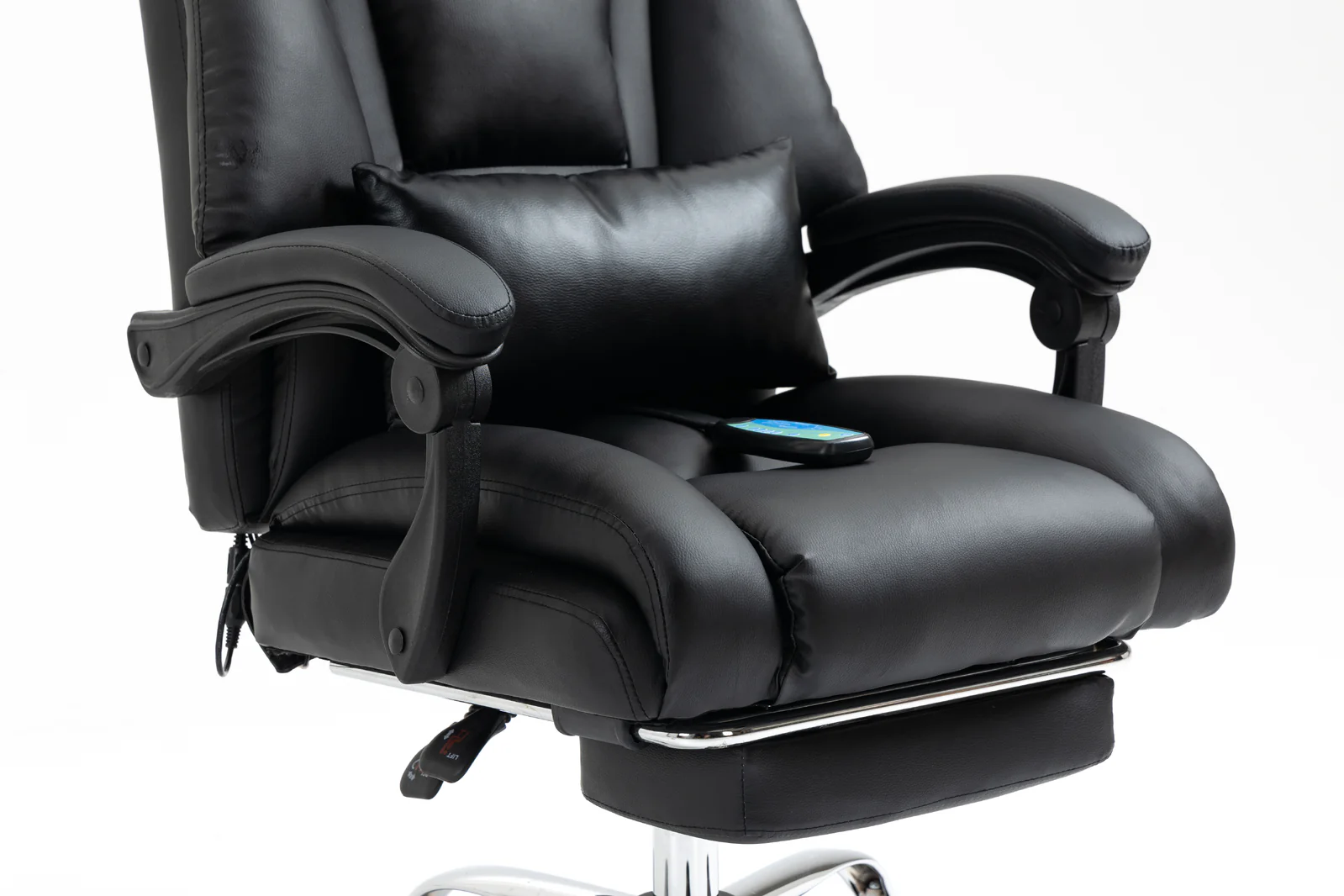 Director Deluxe Plush Executive Reclining Office Chair with Foot Rest & Massager (Black) - Image 21