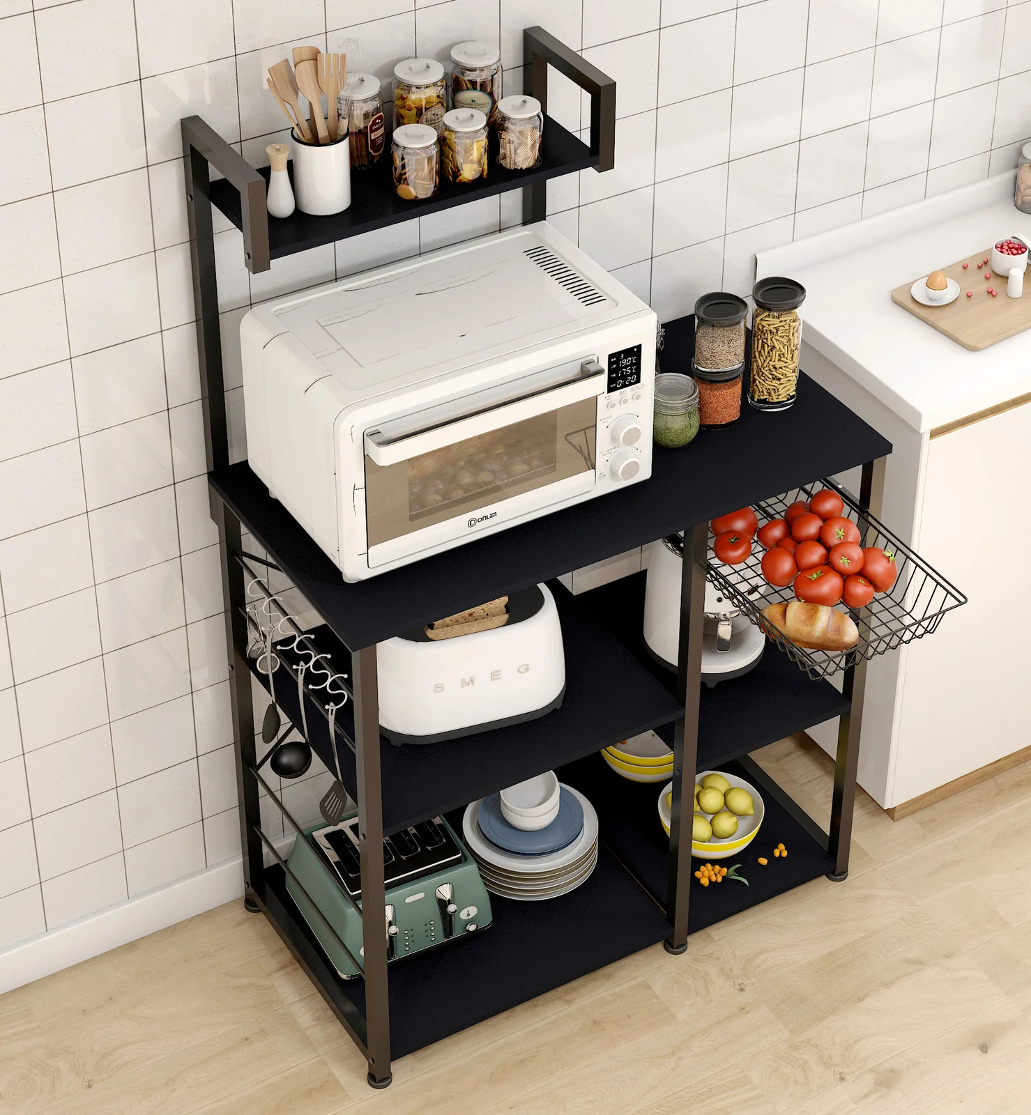 Divine Kitchen Organizer Workbench Storage Shelf (Black) - Image 2