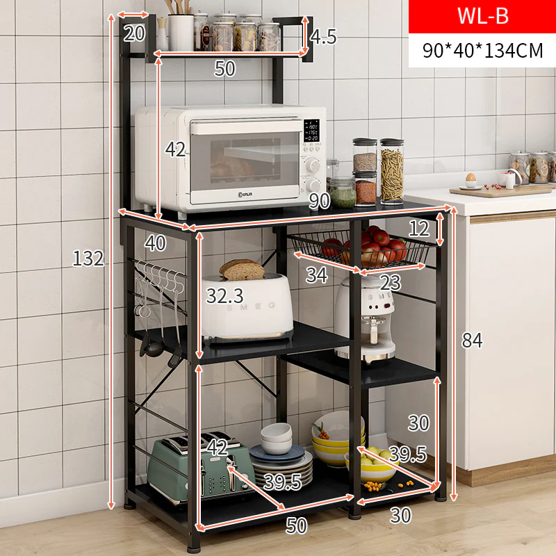 Divine Kitchen Organizer Workbench Storage Shelf (Black) - Image 3