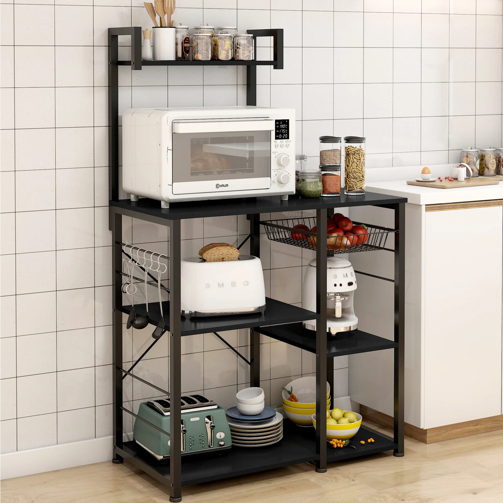 Divine Kitchen Organizer Workbench Storage Shelf (Black) - Image 4
