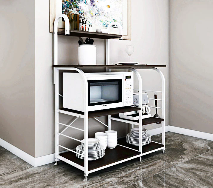 Divine Kitchen Organizer Workbench Storage Shelf (Black Walnut & Steel) - Image 5
