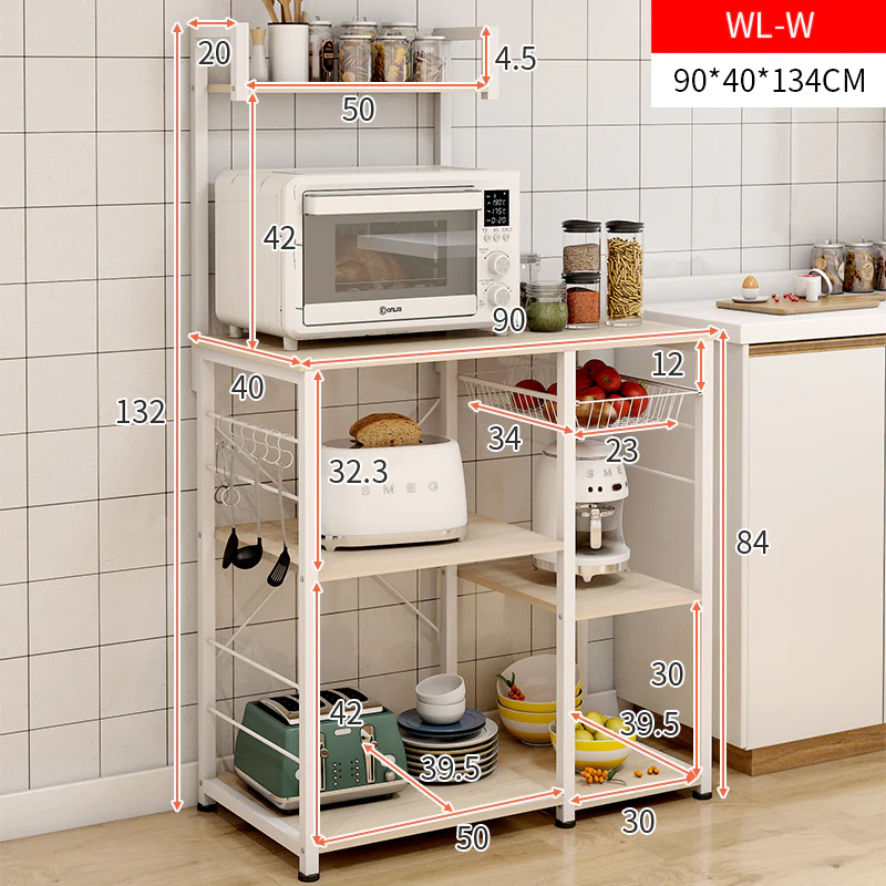 Divine Kitchen Organizer Workbench Storage Shelf (White Oak) - Image 2