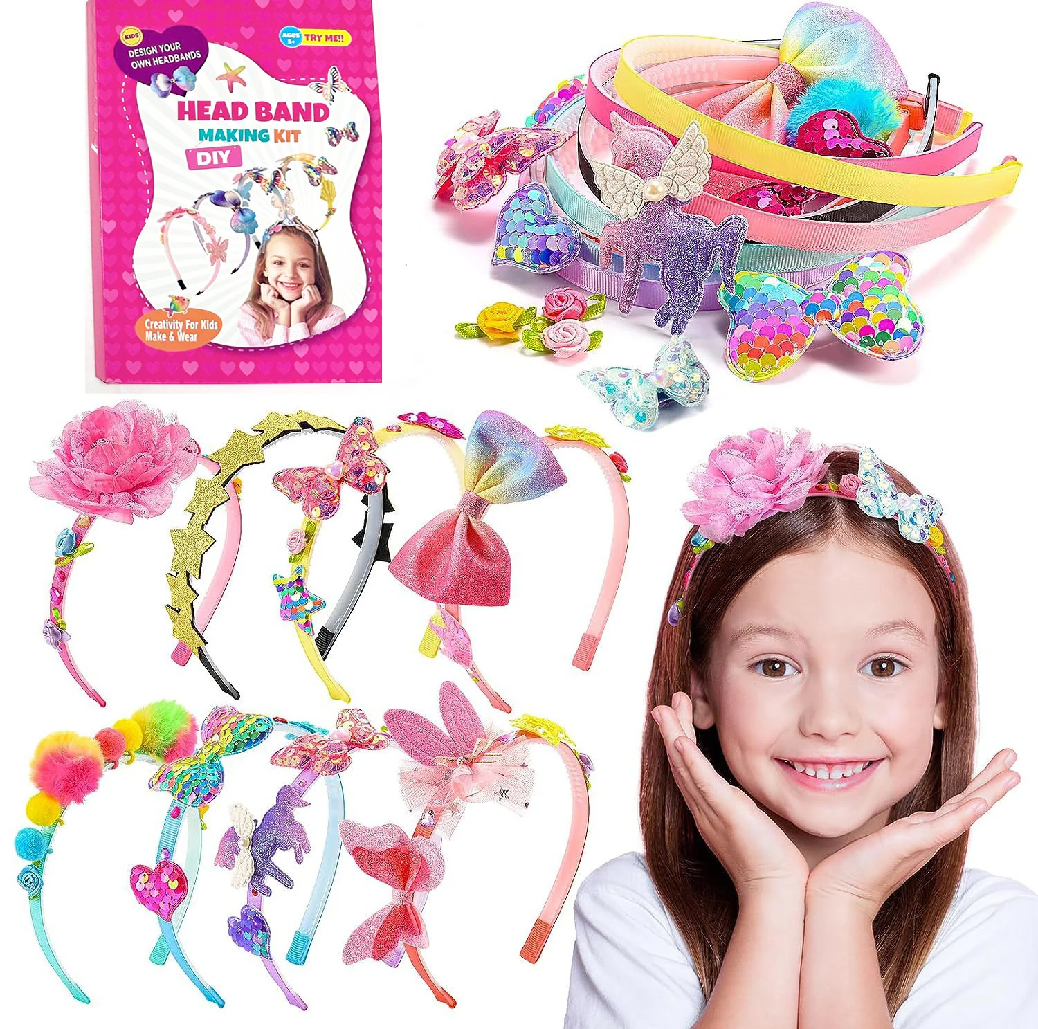 DIY Headband Making Kit 6 Unique Hair Bands Girls Fashion Accessories Arts & Crafts Set - Image 11
