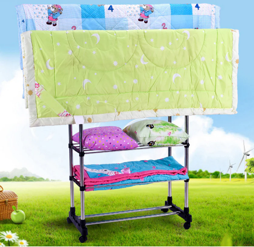 Double 3-Tier Portable Stainless Steel Clothes Shoes Organiser Hanger Rack Garment Dryer - Image 9