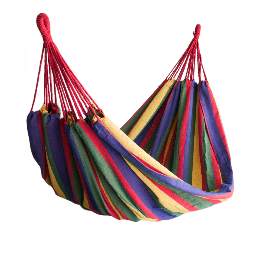 DOUBLE Large 2-Person Cotton Hammock with Bag (Red Stripes) - Image 10