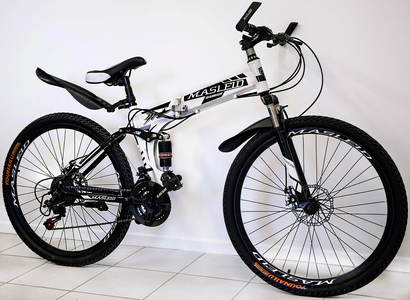 Dual Suspension Foldable 21 Speed Mountain Bike  (White & Black Bicycle) - Image 12