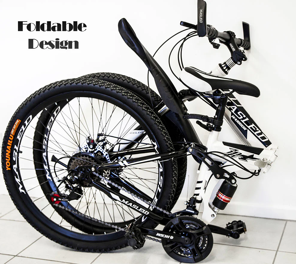 Dual Suspension Foldable 21 Speed Mountain Bike  (White & Black Bicycle) - Image 5