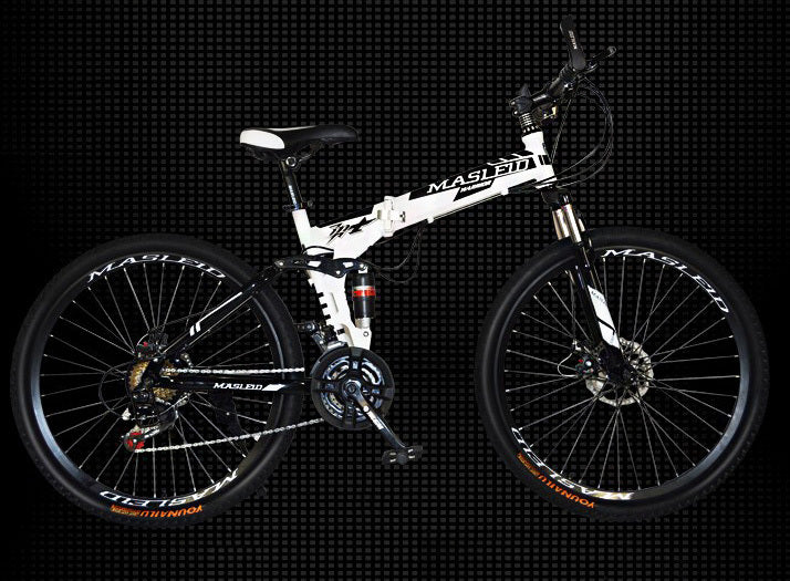Dual Suspension Foldable 21 Speed Mountain Bike  (White & Black Bicycle) - Image 8
