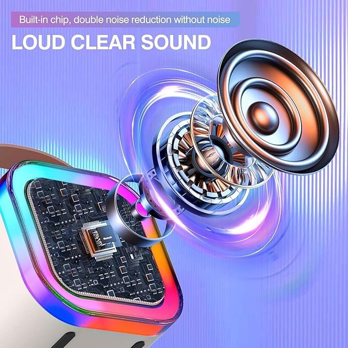 Dual Wireless Microphone Bluetooth Karaoke Speaker Machine with LED Lights - Image 13