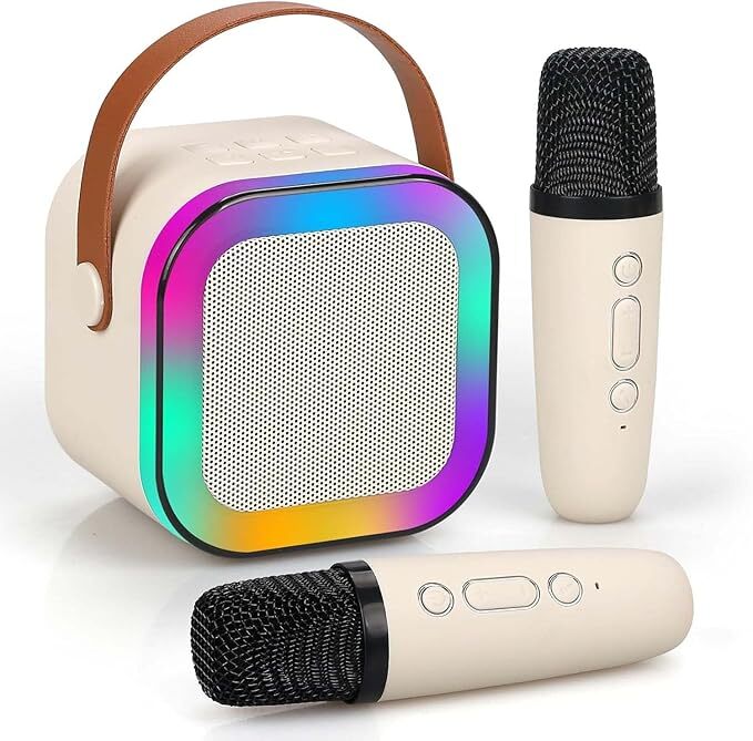 Dual Wireless Microphone Bluetooth Karaoke Speaker Machine with LED Lights - Image 15