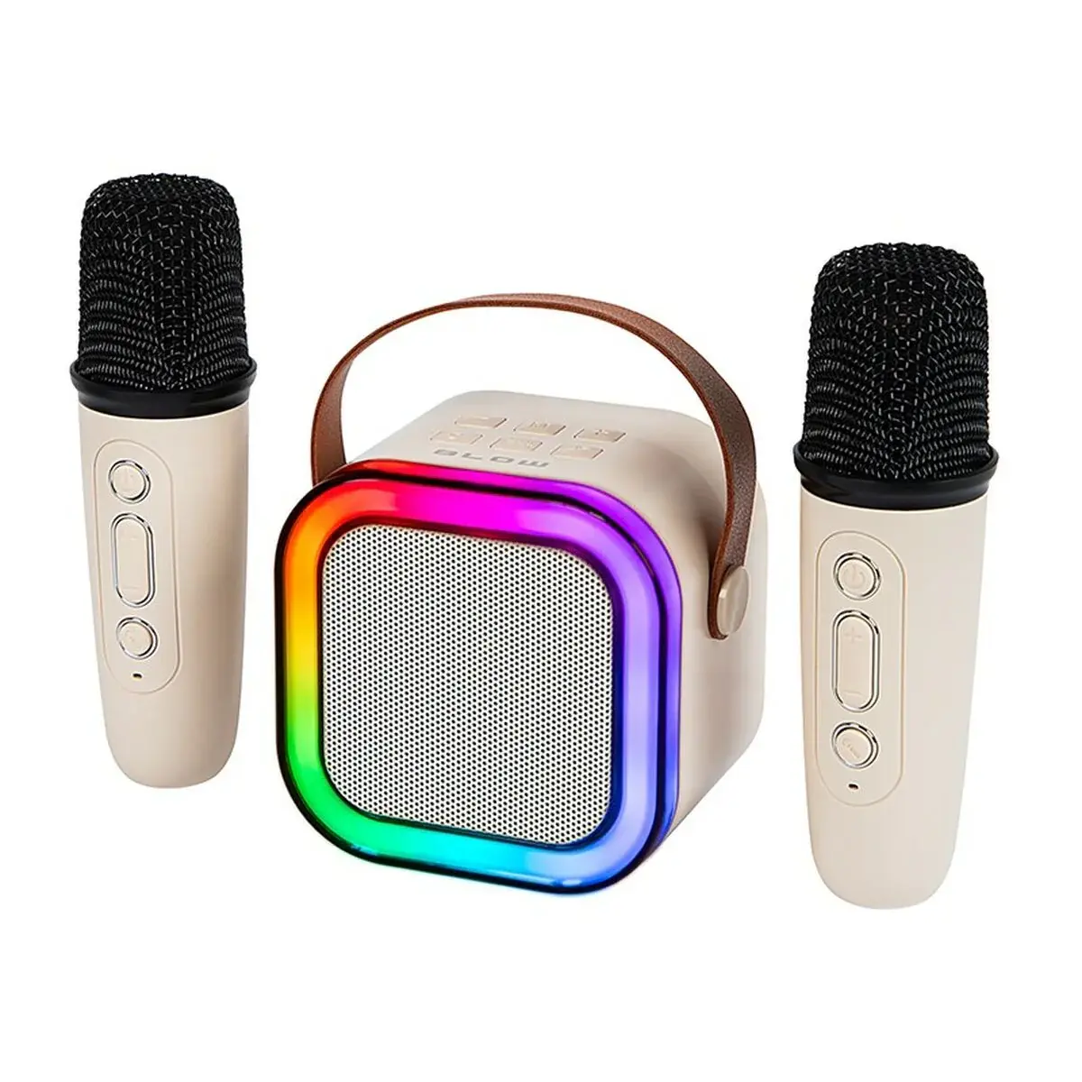 Dual Wireless Microphone Bluetooth Karaoke Speaker Machine with LED Lights - Image 3