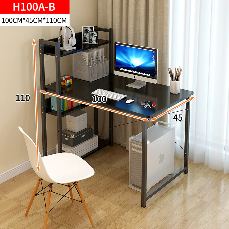 Edge Combination Workstation Computer Desk with Storage Shelves (Black) - Image 7