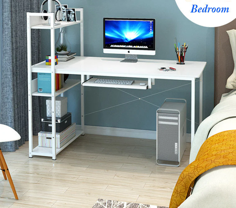 Edge Plus Combination Workstation Computer Desk with Storage Shelves (Oak) - Image 11
