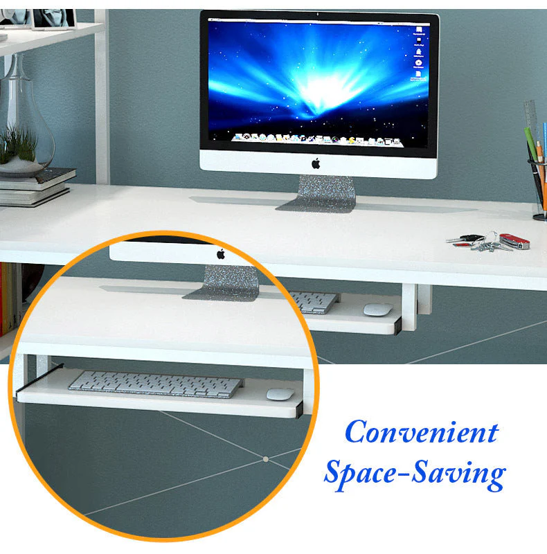 Edge Plus Combination Workstation Computer Desk with Storage Shelves (White) - Image 5