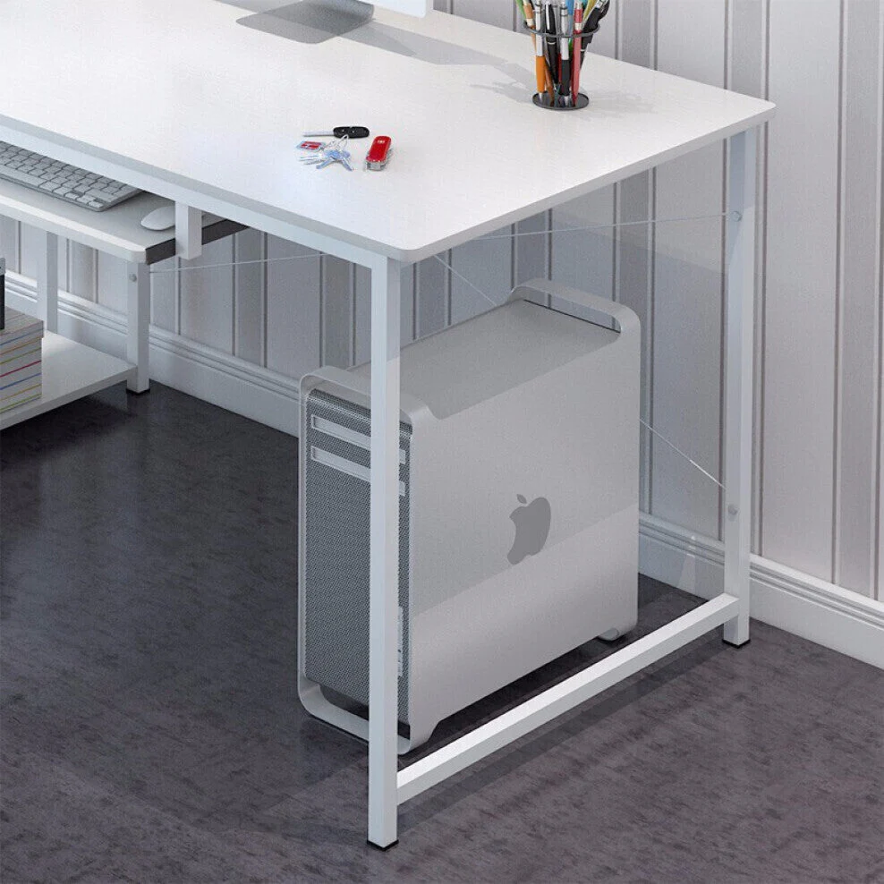 Edge Plus Combination Workstation Computer Desk with Storage Shelves (White) - Image 8