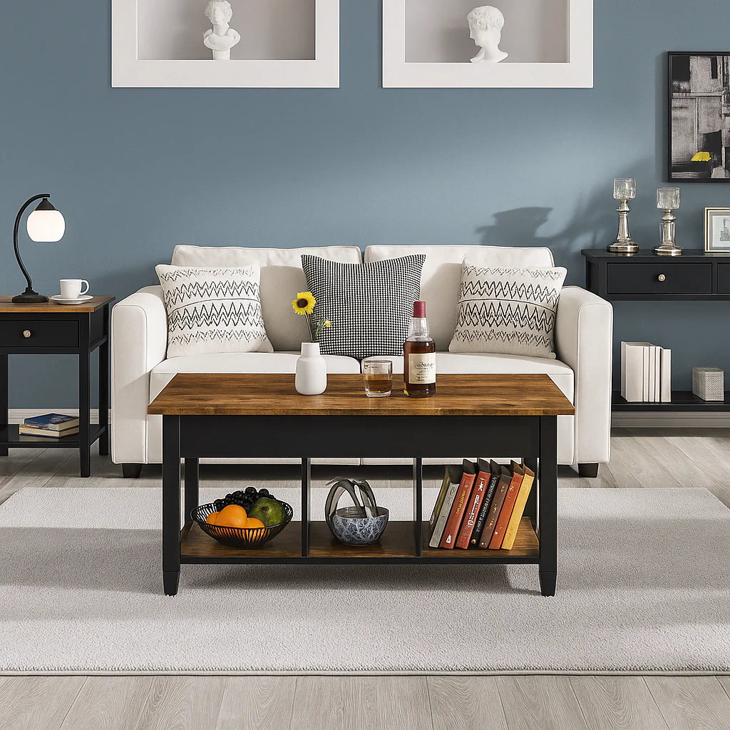 Elara Multifunction Lift Top Coffee Table with Hidden Storage Shelf Organizer - Image 15