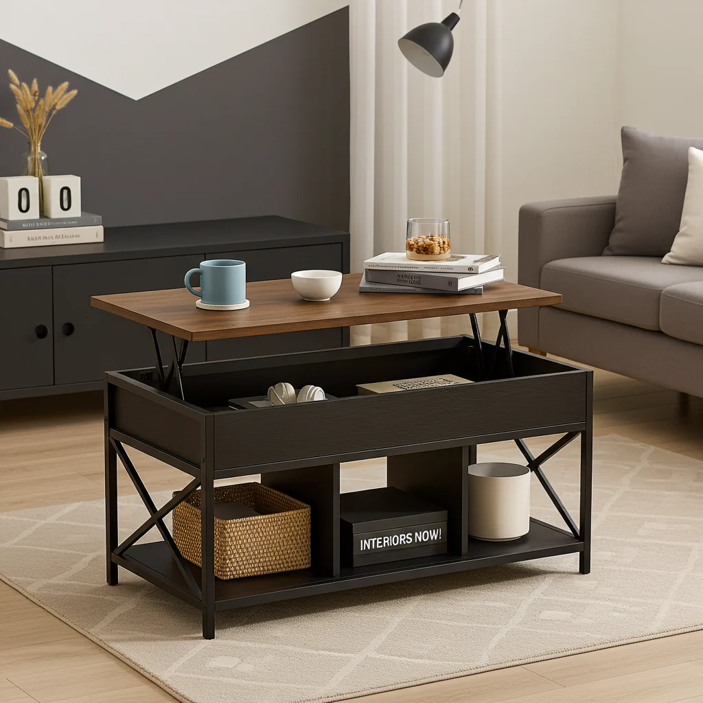 Elara Multifunction Lift Top Coffee Table with Hidden Storage Shelf Organizer - Image 17