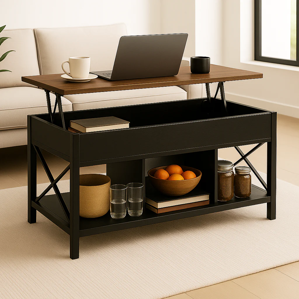 Elara Multifunction Lift Top Coffee Table with Hidden Storage Shelf Organizer - Image 26