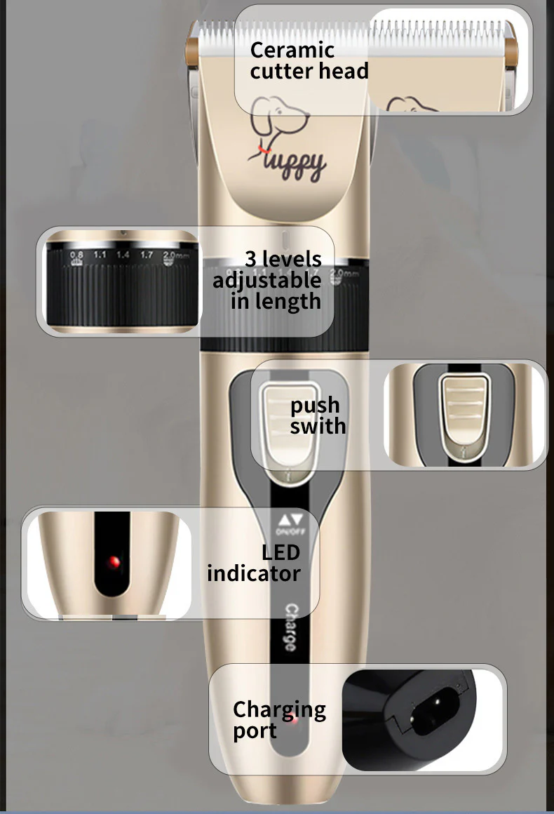 Electric Pet Hair Clippers Rechargeable Cordless Dog Shaver Set - Image 11