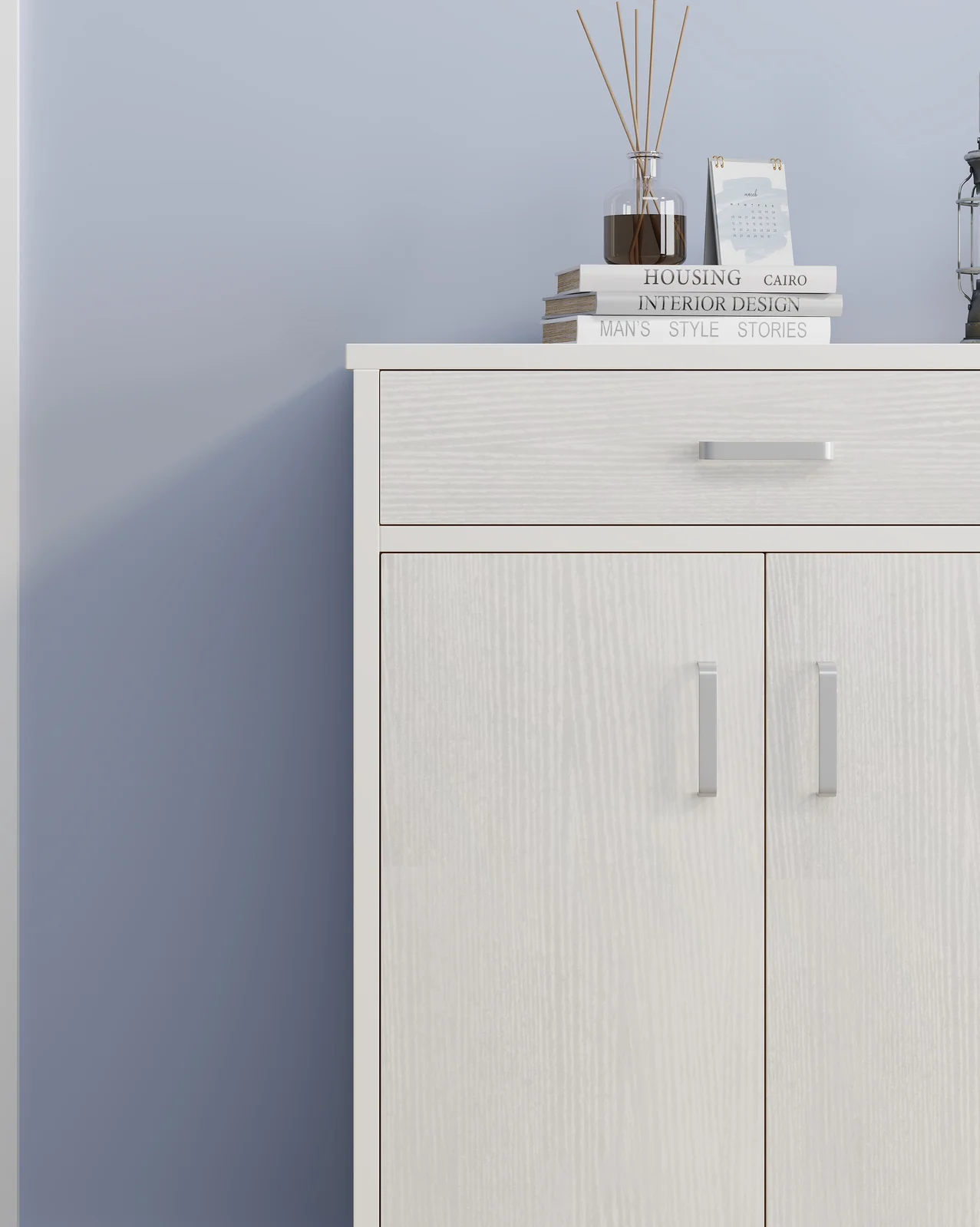 Elements 4-Door Double Buffet Shoe Storage Cabinet (White) - Image 8