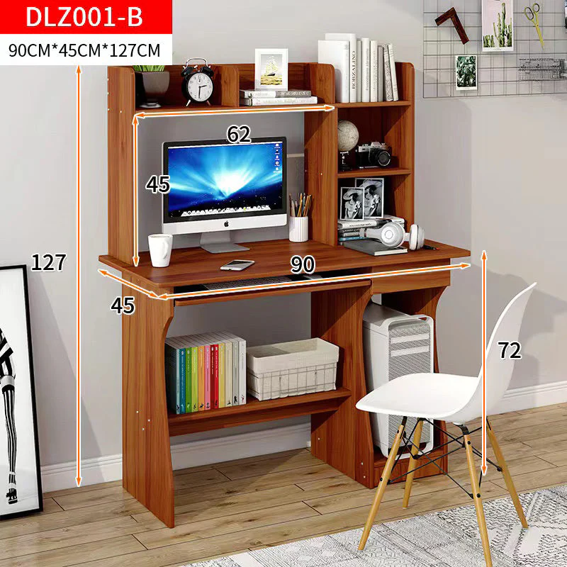 Elite Computer Desk Table with Shelf & Drawer Office Furniture (Walnut) - Image 2
