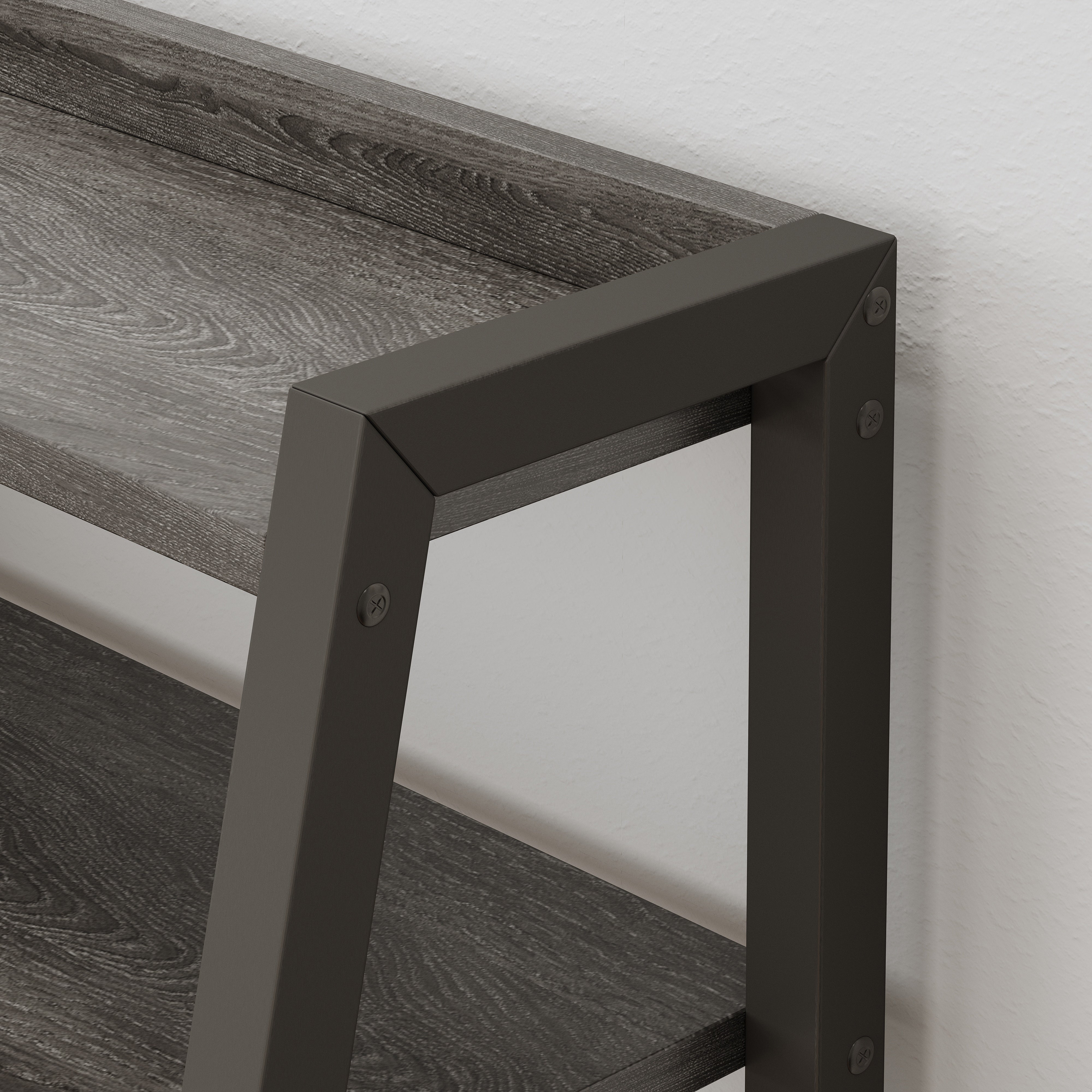 Enterprise Large Computer Desk Workstation with Shelves & Drawers (Rustic Grey) - Image 7