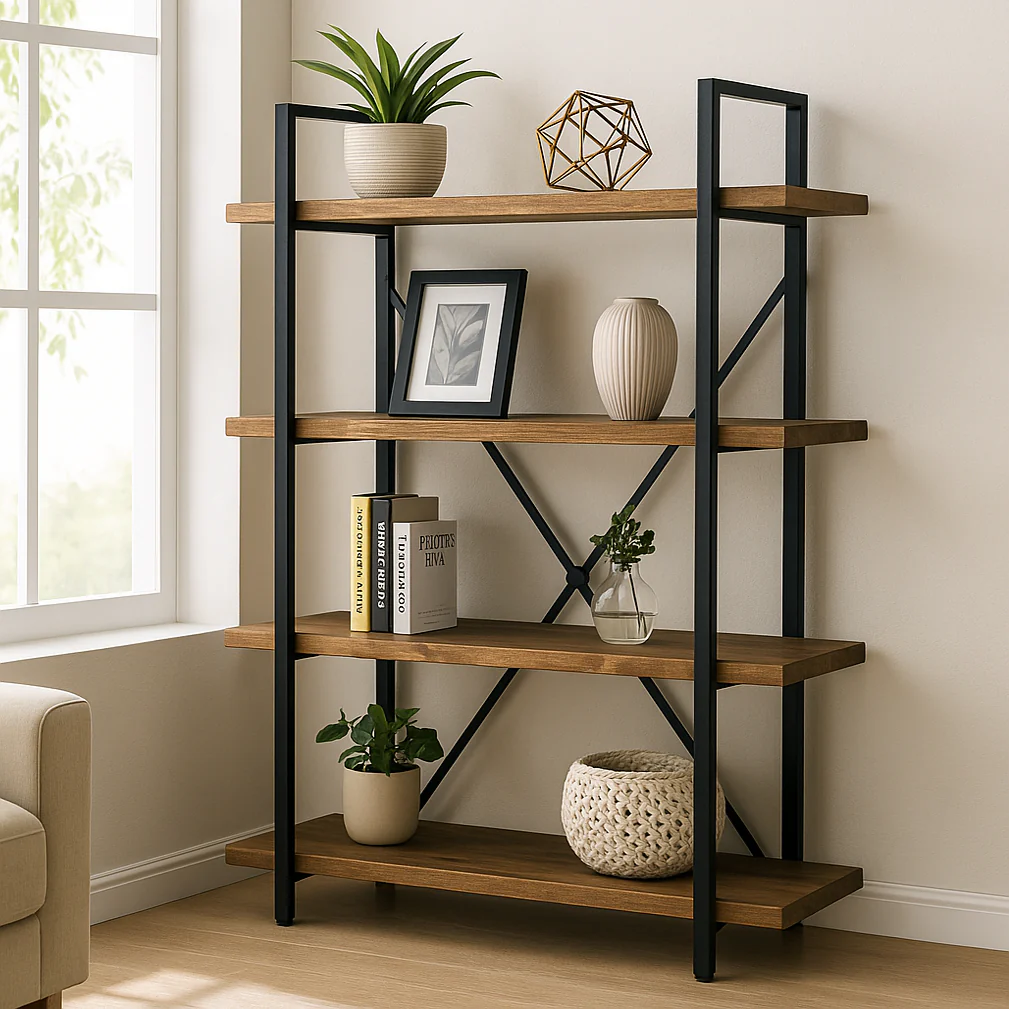 Envision Rustic 4-Tier Bookcase Storage Shelf Organizer - Image 13