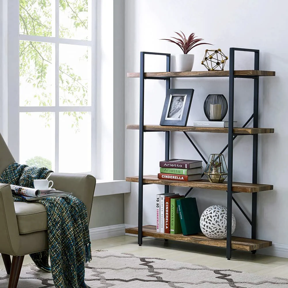 Envision Rustic 4-Tier Bookcase Storage Shelf Organizer - Image 17