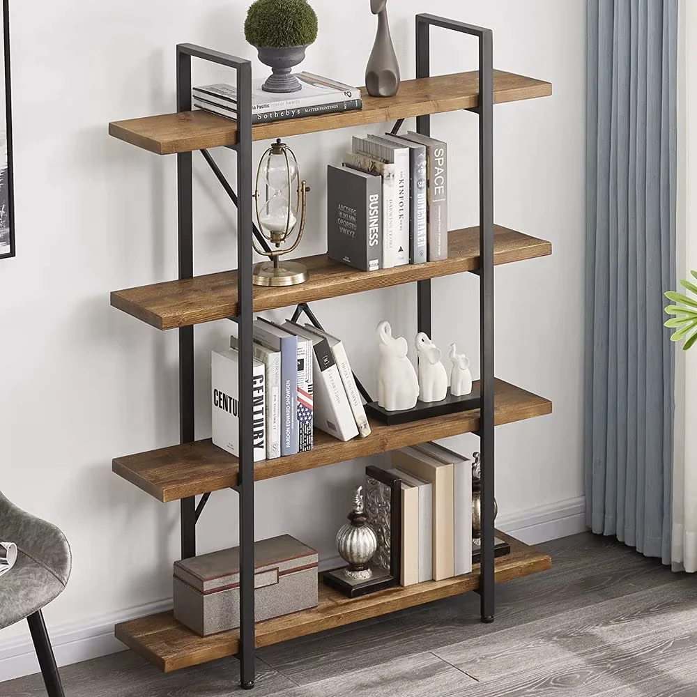 Envision Rustic 4-Tier Bookcase Storage Shelf Organizer - Image 5