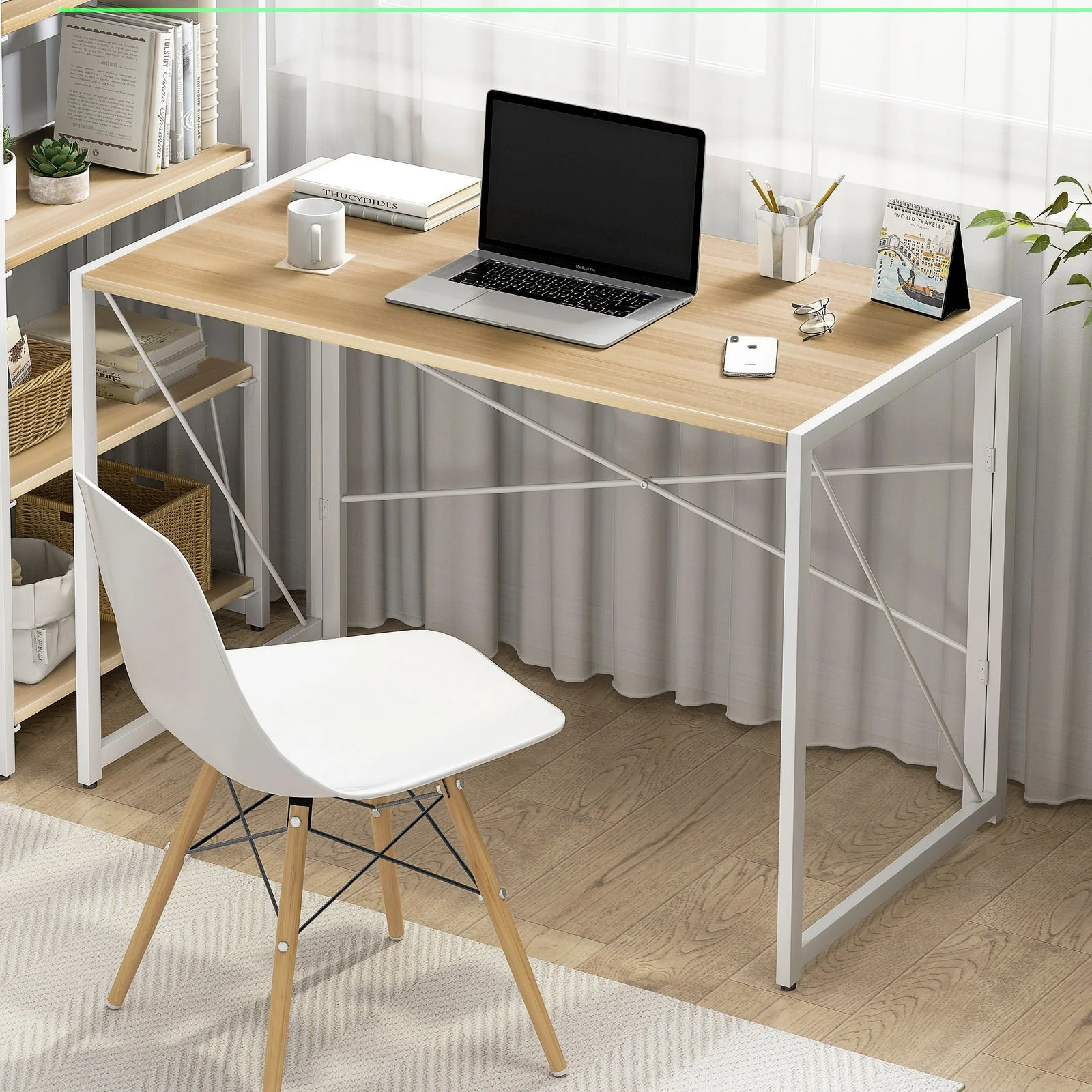 Epic Folding Computer Desk (Oak) - Image 2