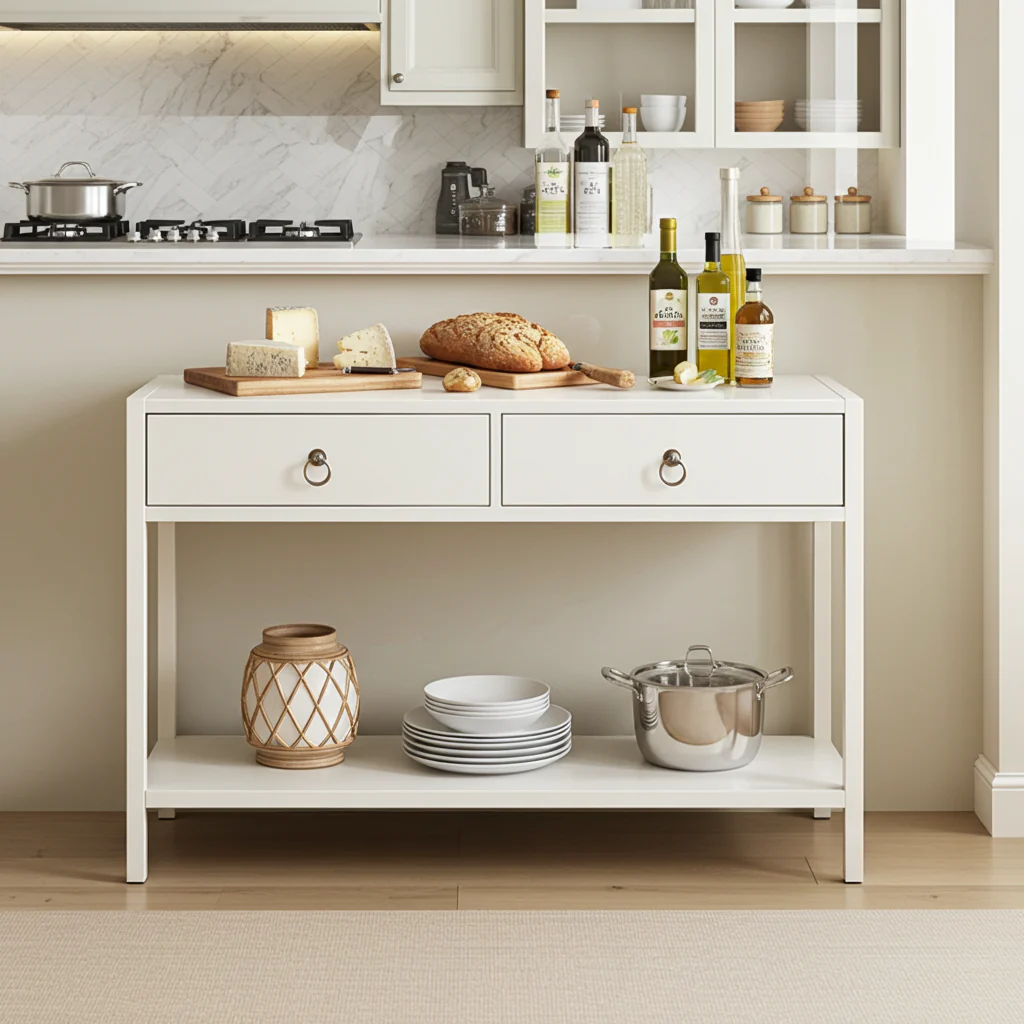 Essence White Console Table with Drawers Hallway Entry Storage Shelf - Image 11