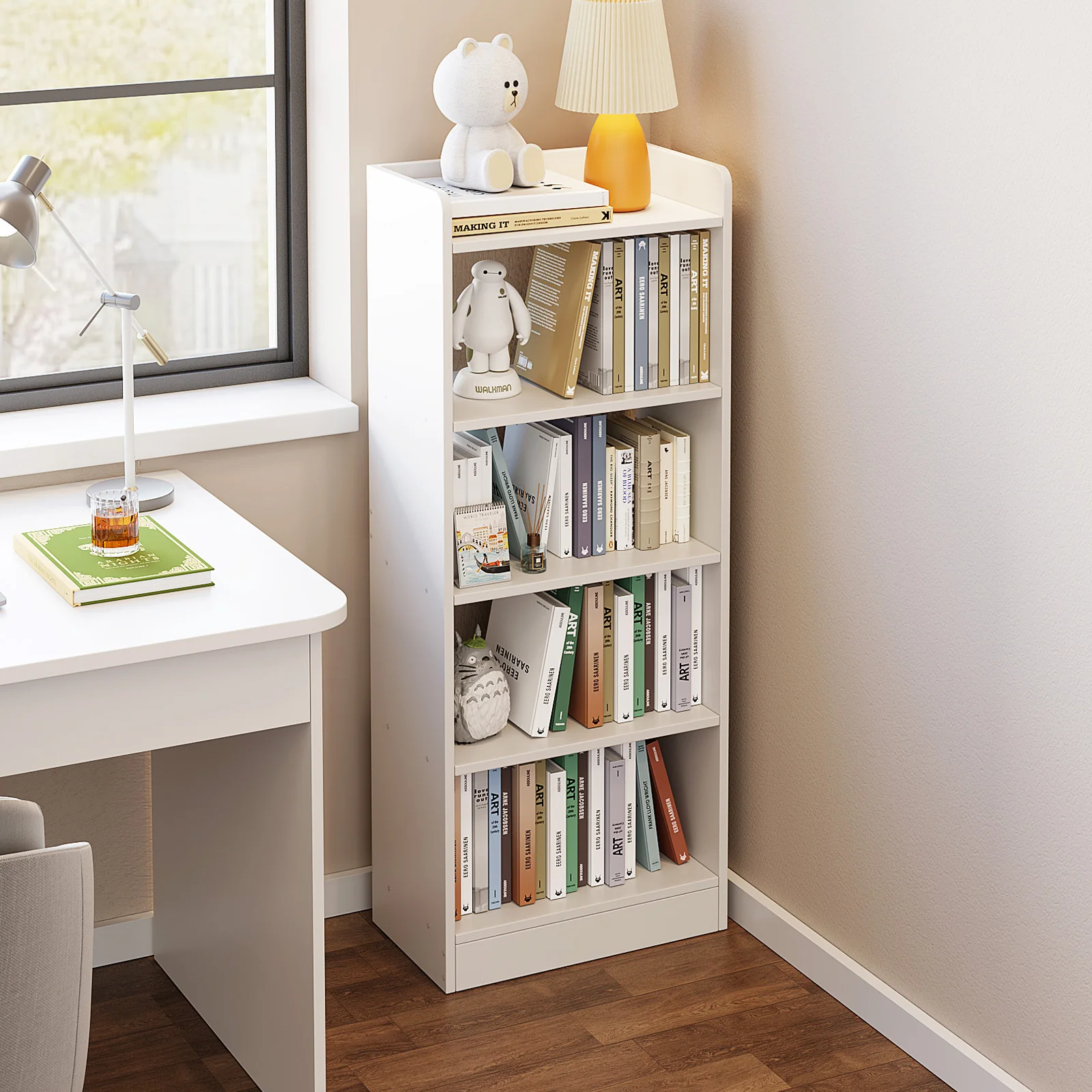 Essentia 4-Tier Storage Shelf Bookcase Shelving Unit Organizer (White) - Image 8