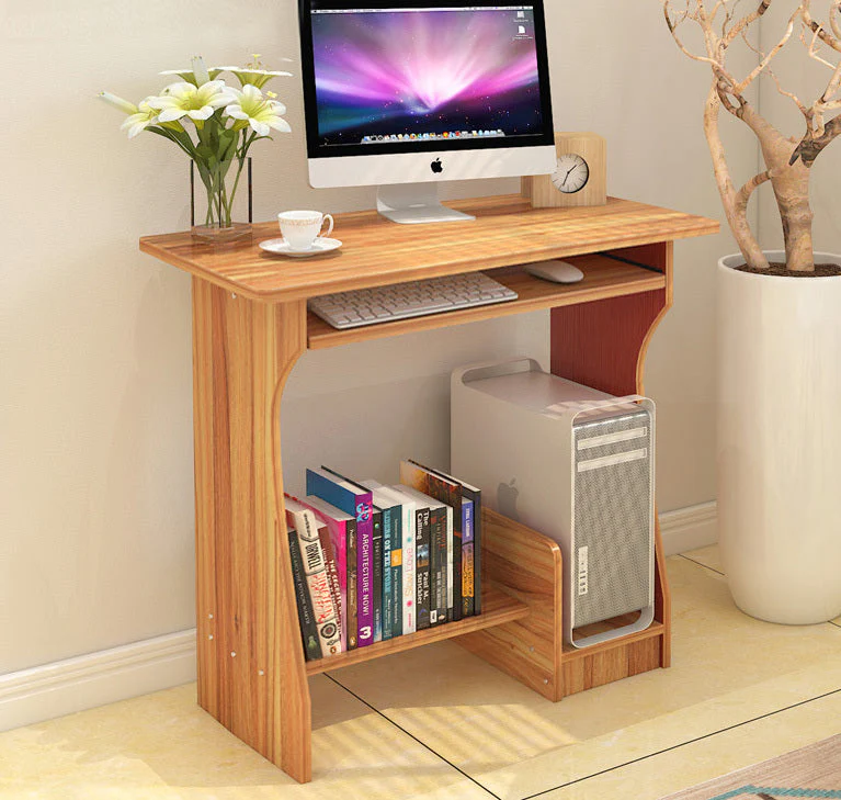 Essential Computer Desk with Shelves (Oak) - Image 3