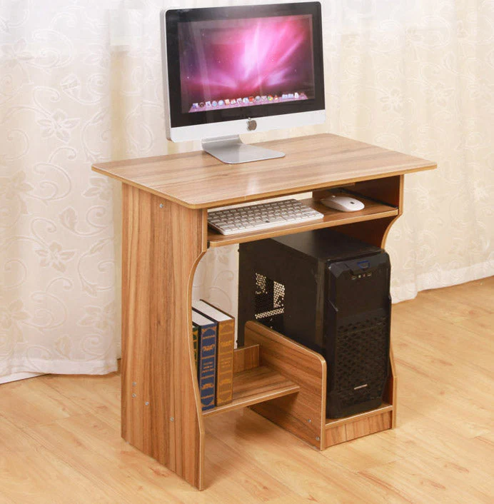 Essential Computer Desk with Shelves (Oak) - Image 7