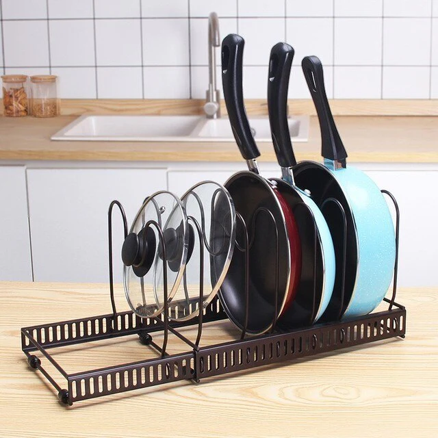 Expandable Pan Rack Pot Lid Holder Kitchen Cookware Storage Organizer - Image 10