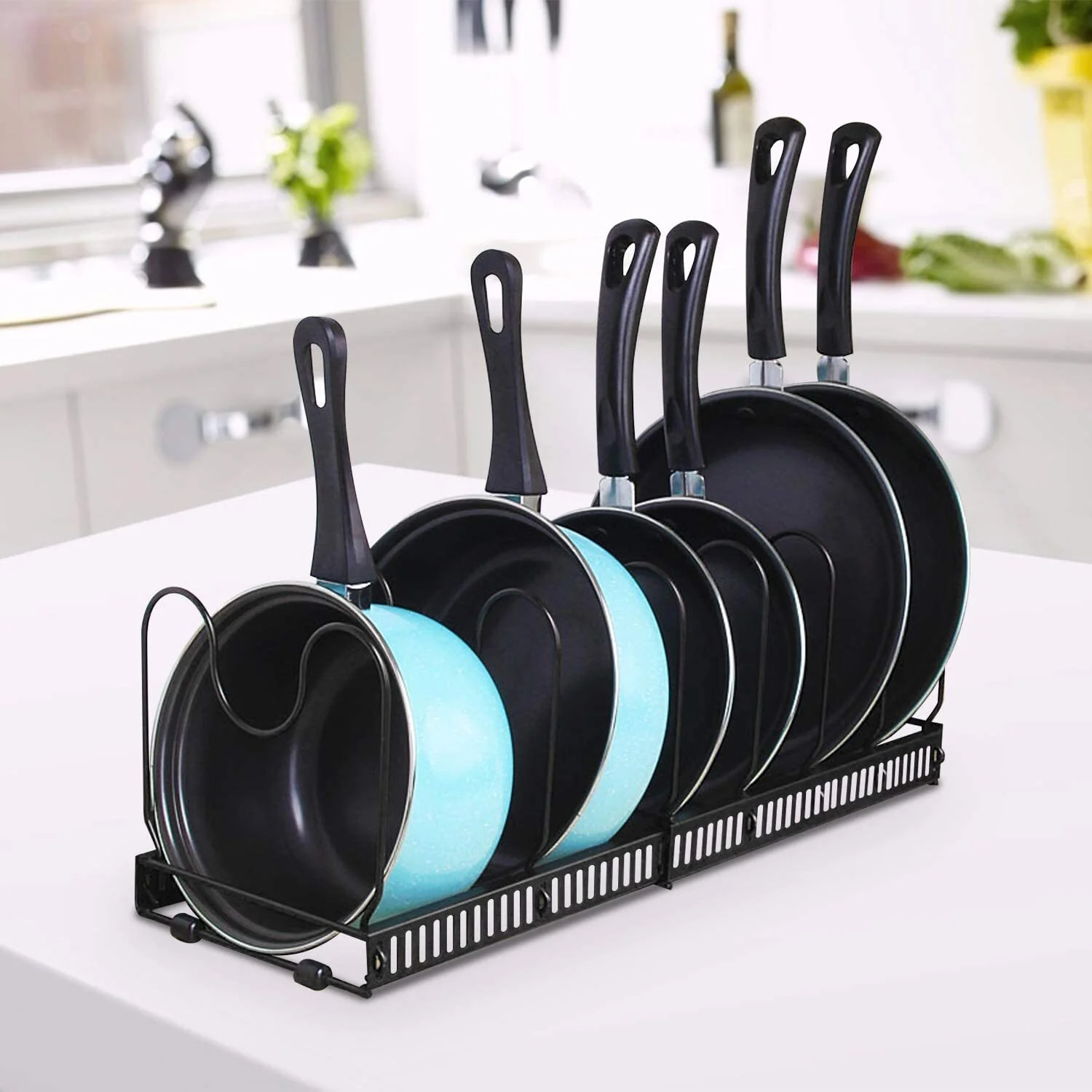 Expandable Pan Rack Pot Lid Holder Kitchen Cookware Storage Organizer - Image 5