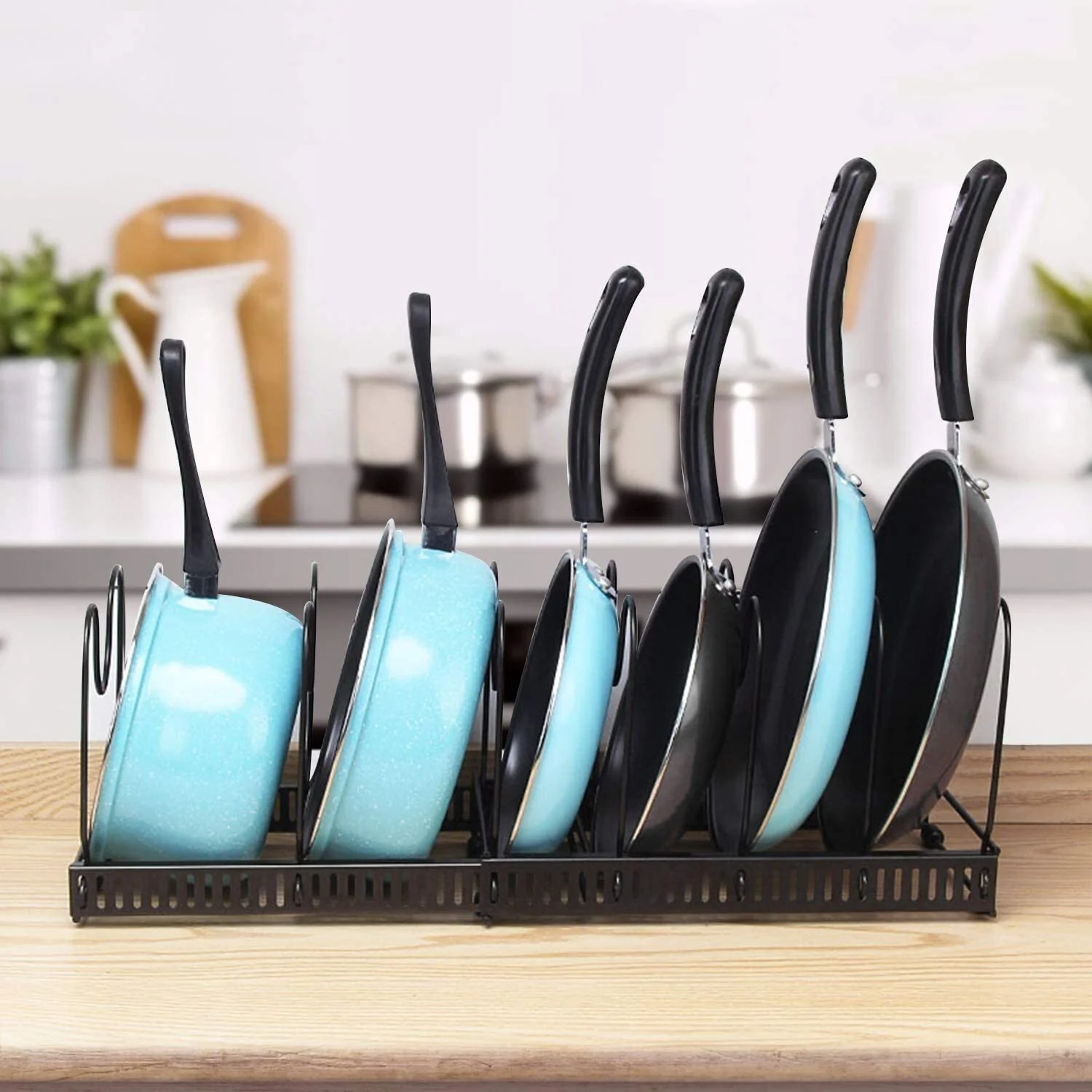 Expandable Pan Rack Pot Lid Holder Kitchen Cookware Storage Organizer - Image 7
